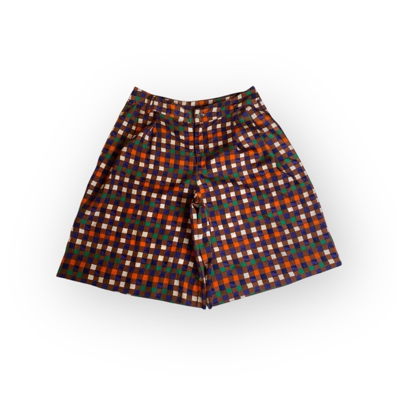 Duro Olowu 𑁍 Window Pane Print Plaid Shorts 𑁍 Wild Red Multicolor 𑁍 XS S 4 𑁍 - Picture 3 of 16